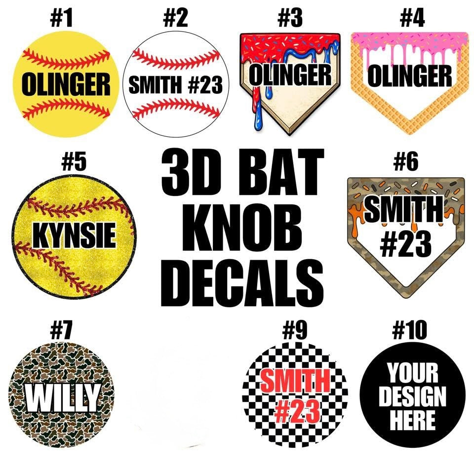 3D Bat Knob Decals