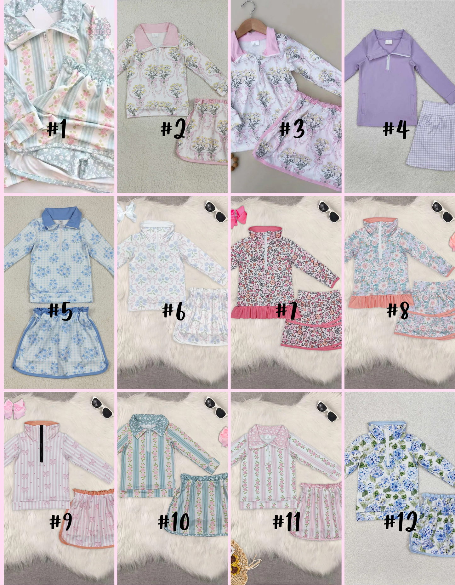 Spring Florals Quarter Zip Skirt Set