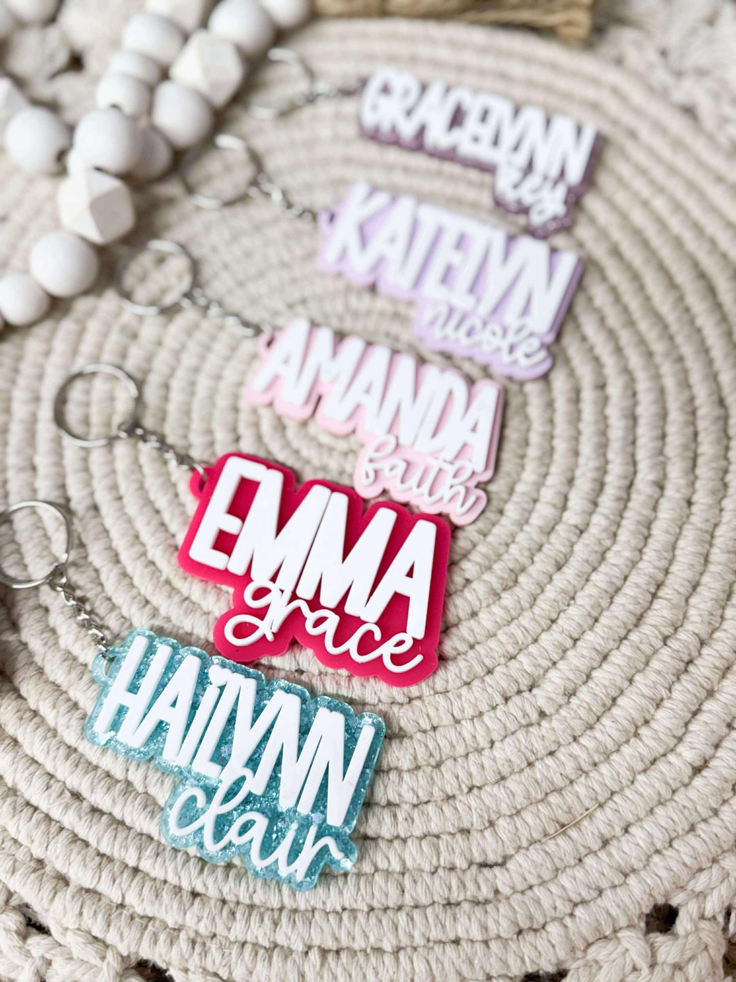 Double Layered Name Keychain/Bag tag