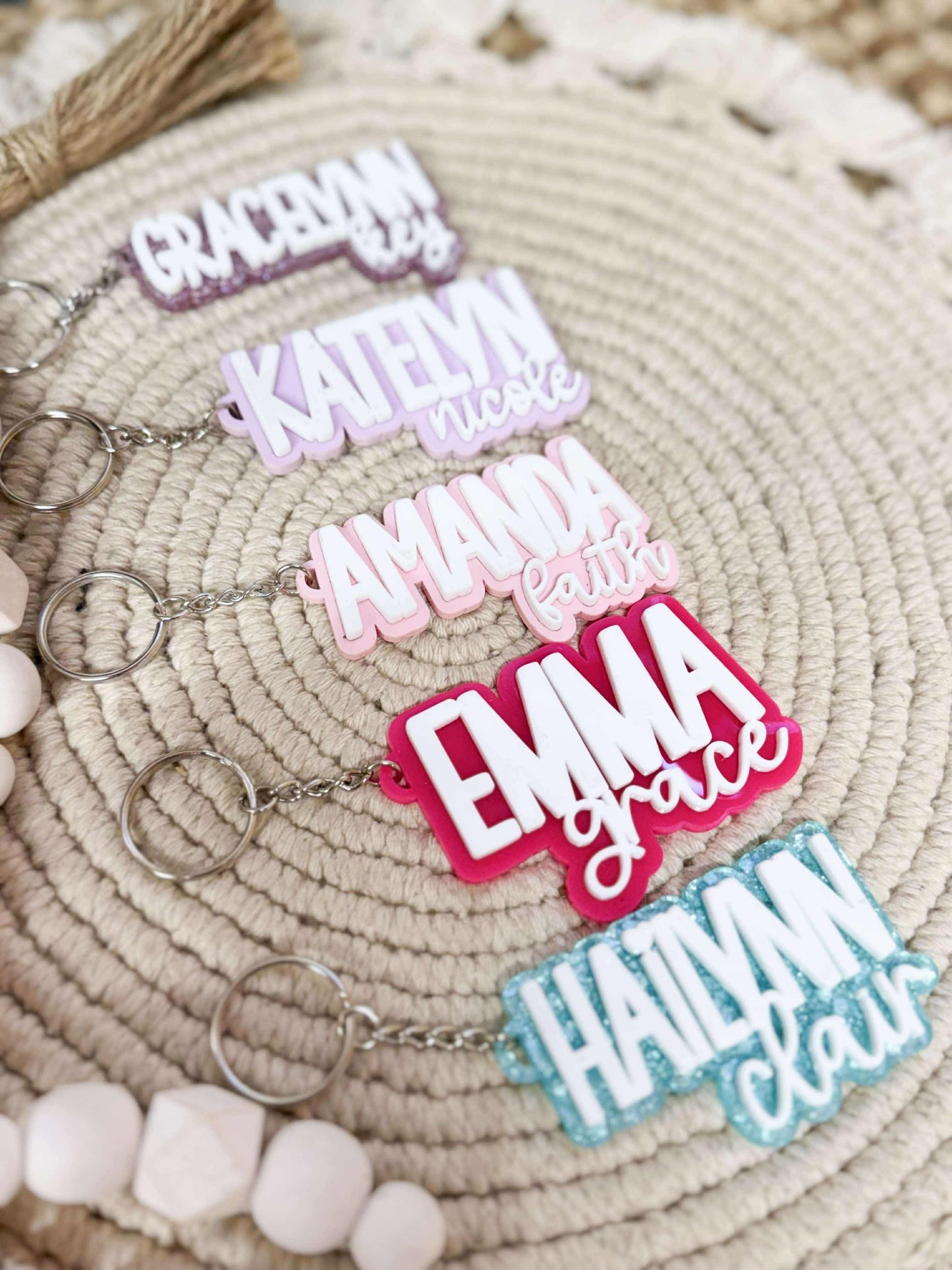 Double Layered Name Keychain/Bag tag