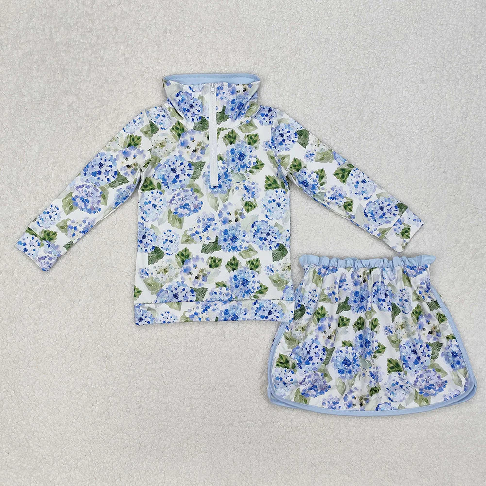 Spring Florals Quarter Zip Skirt Set