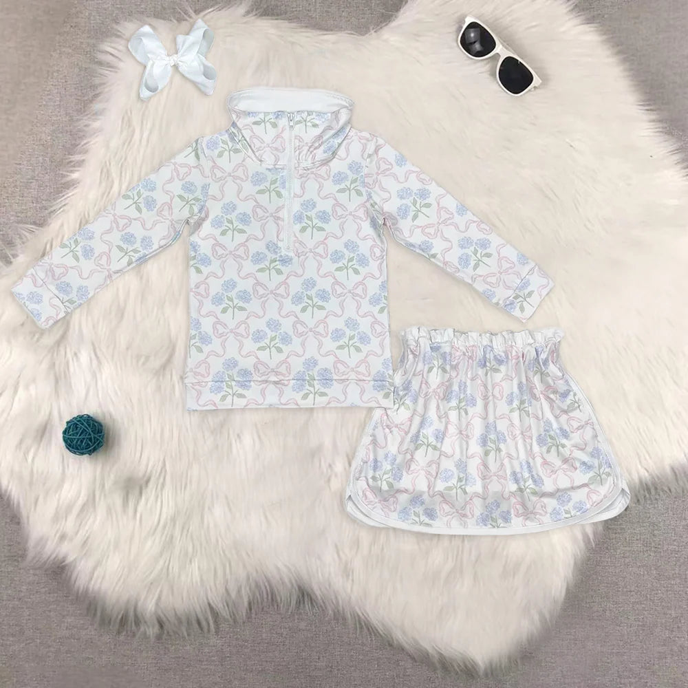 Spring Florals Quarter Zip Skirt Set