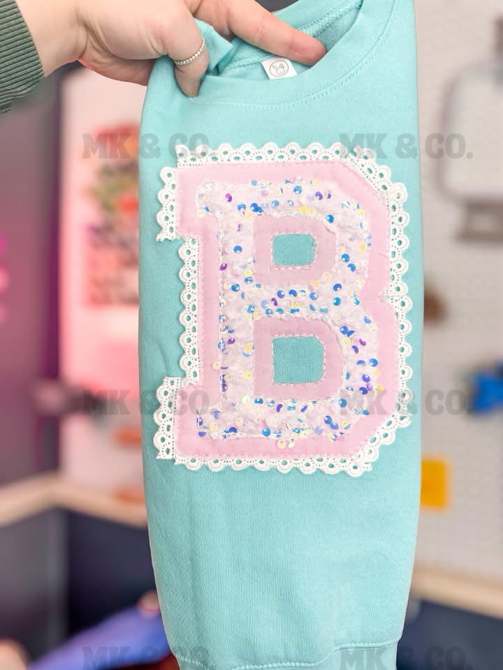 Lace Sequin Initial Appliqué