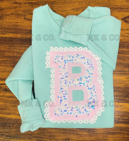 Lace Sequin Initial Appliqué